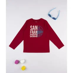 Camiseta burdeos estampada para niño