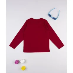 Camiseta burdeos estampada para niño