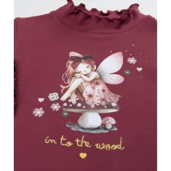 Camiseta cuello alto niña burdeos con hada