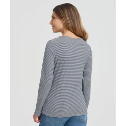 Camiseta de lactancia a rayas azul y blanco