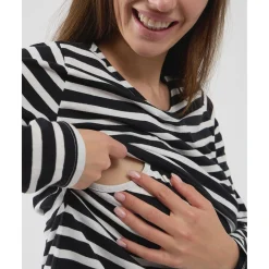 Camiseta de lactancia con estampado de rayas blanco/azul