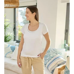Camiseta de lactancia en algodón Blanco