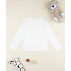 Camiseta de niña blanca con estampado de corazones y ositos