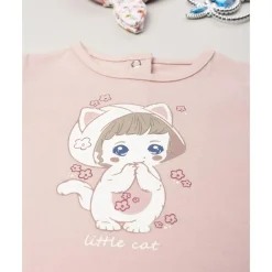 Camiseta de niña rosa con estampado Oeko-Tex
