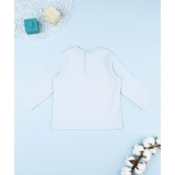 Camiseta de niño azul con parche de oso