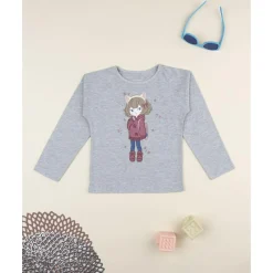 Camiseta gris estampada para niña