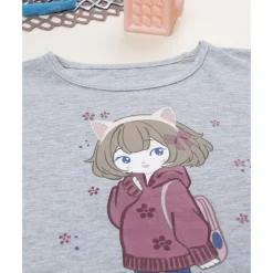 Camiseta gris estampada para niña