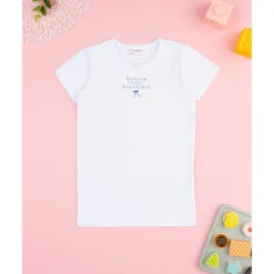 Camiseta niña blanca con estampado de cerezas