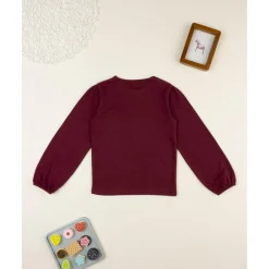 Camiseta niña burdeos de manga larga