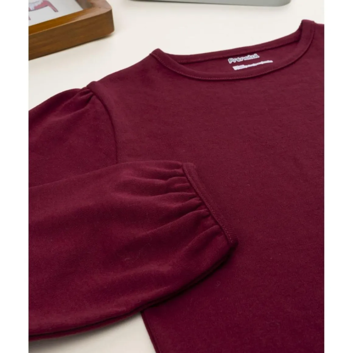 Camiseta niña burdeos de manga larga