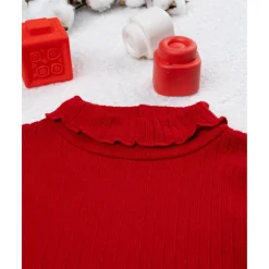 Camiseta niña roja de canalé