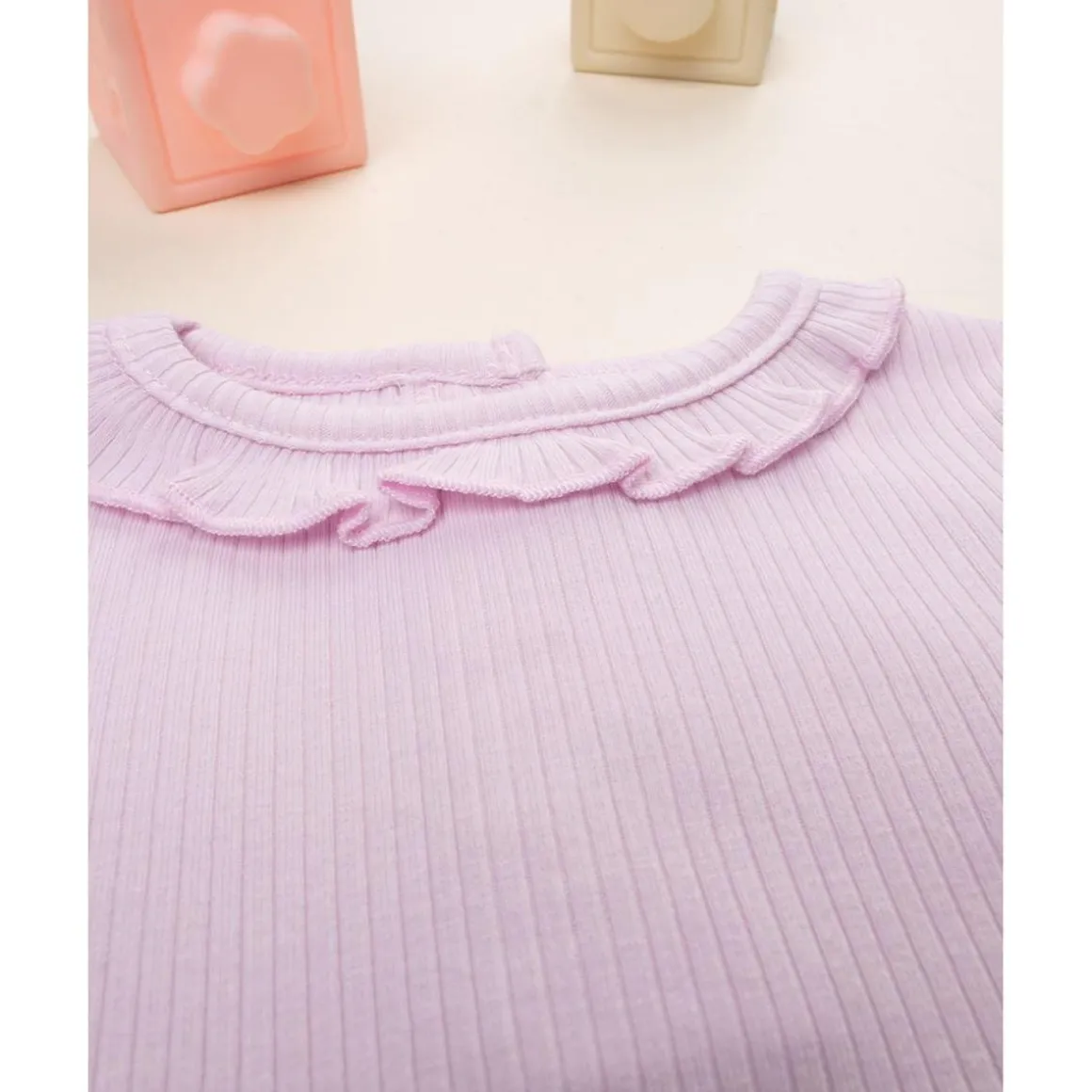 Camiseta niña rosa con cuello