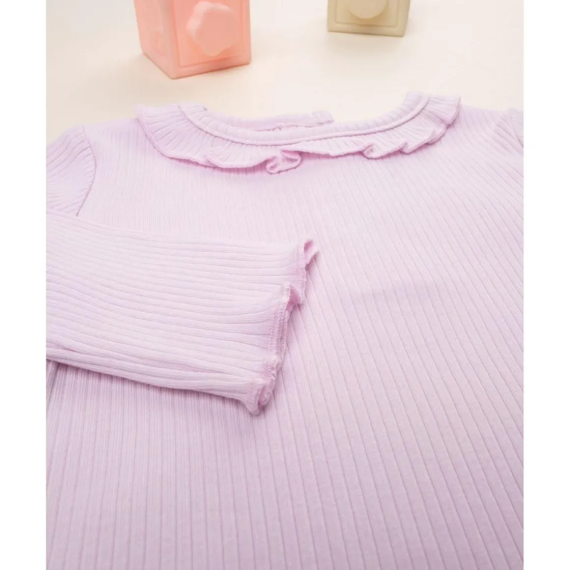 Camiseta niña rosa con cuello