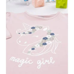 Camiseta niña rosa con unicornio