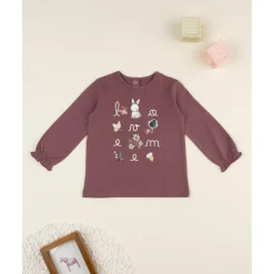 Camiseta niña rosa oscuro con estampado