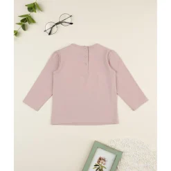 Camiseta niña rosa patch corazones