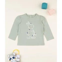Camiseta niña verde con conejito