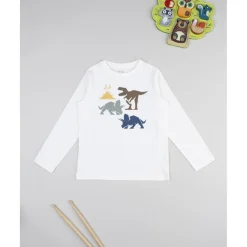 Camiseta niño blanca estampada