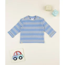 Camiseta niño rayas azul y gris