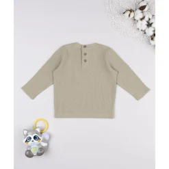 Camiseta waffle marrón de manga larga para niño