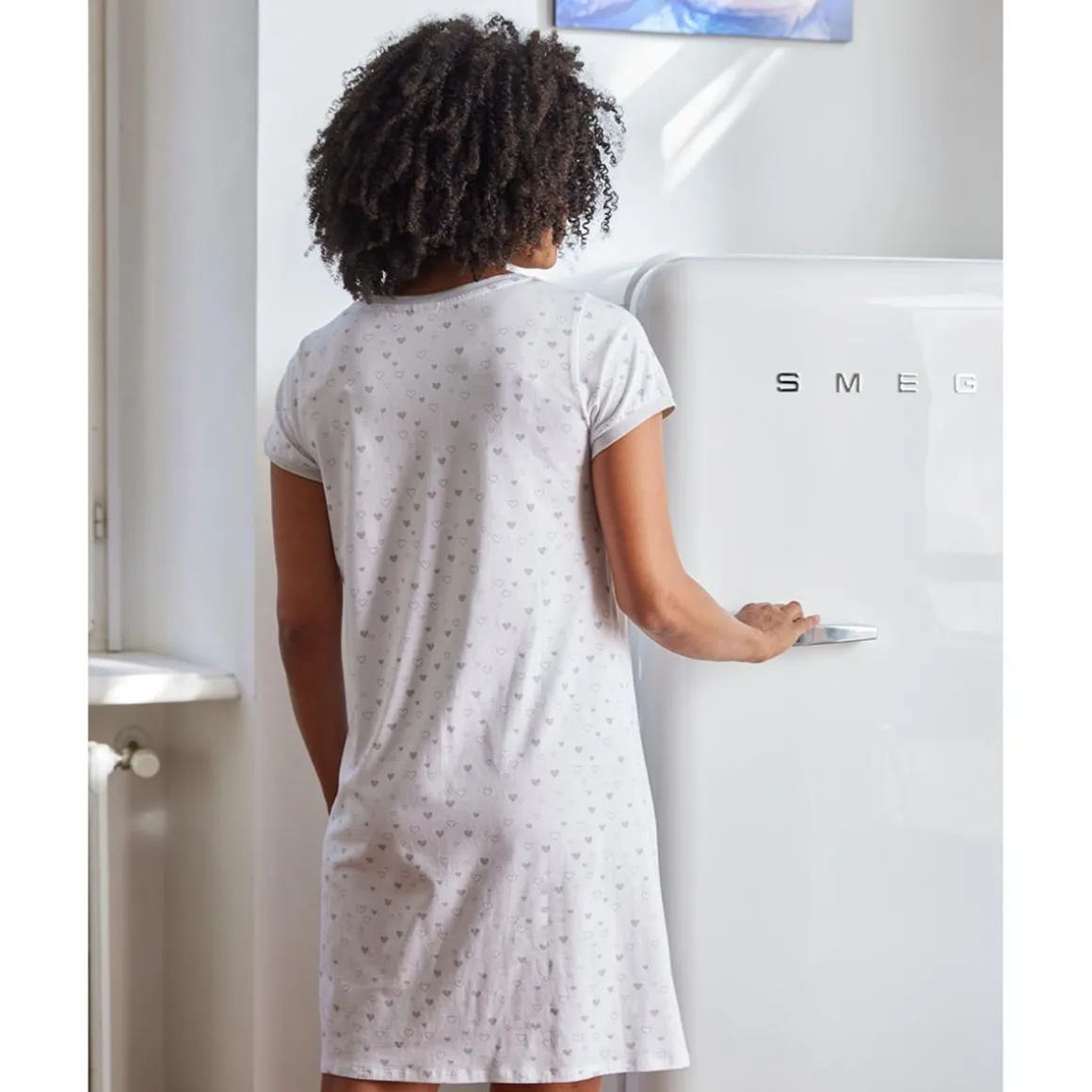 Camisón de Maternidad con Estampado de Corazones