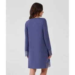 Camisón de maternidad para lactancia azul con encaje