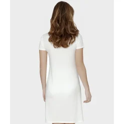 Camisón de parto de manga corta totalmente abierto blanco