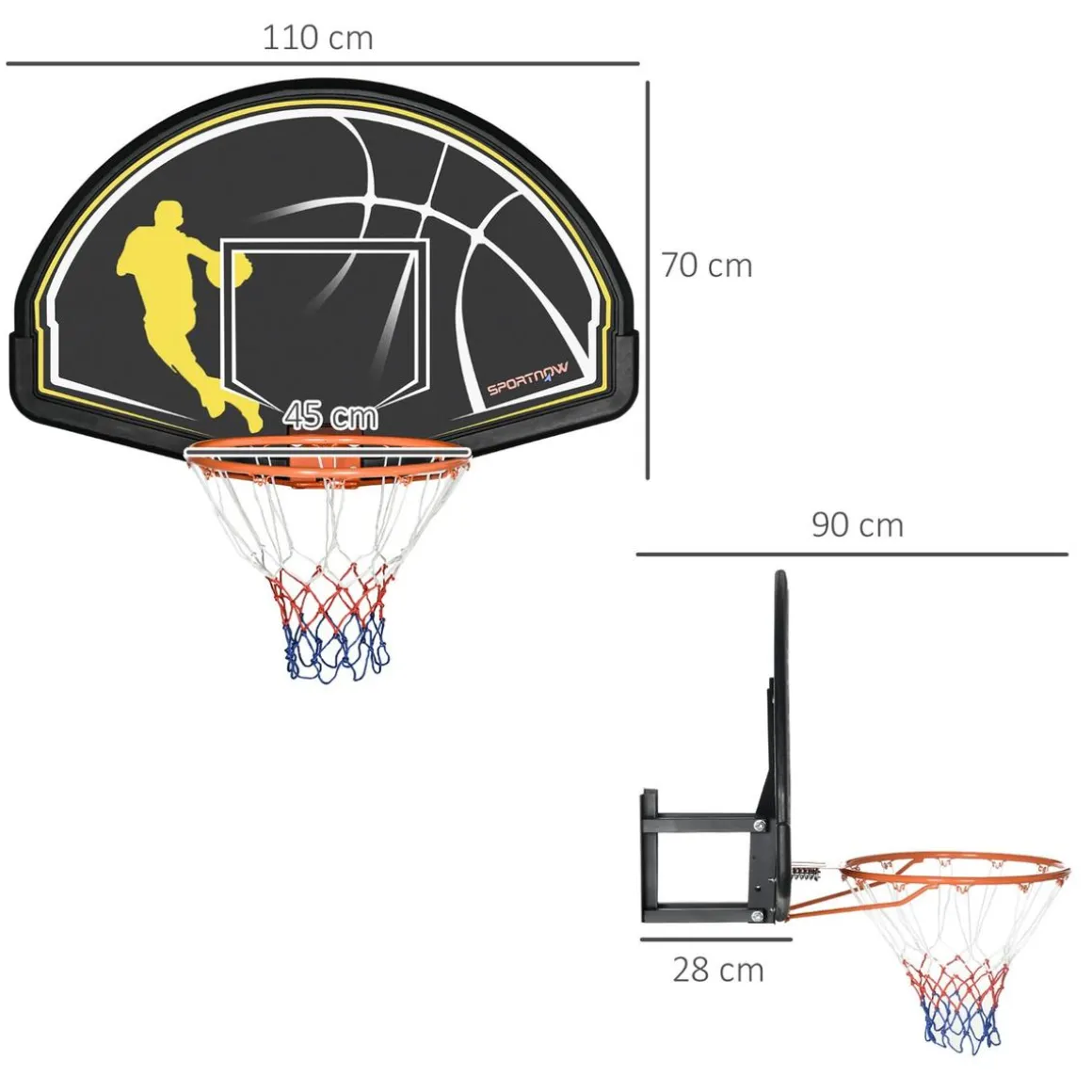 Canasta de Baloncesto bicolor para puerta o pared