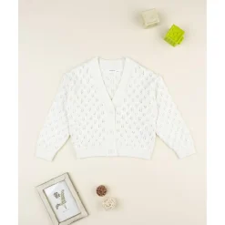 Cardigan calado niña blanco