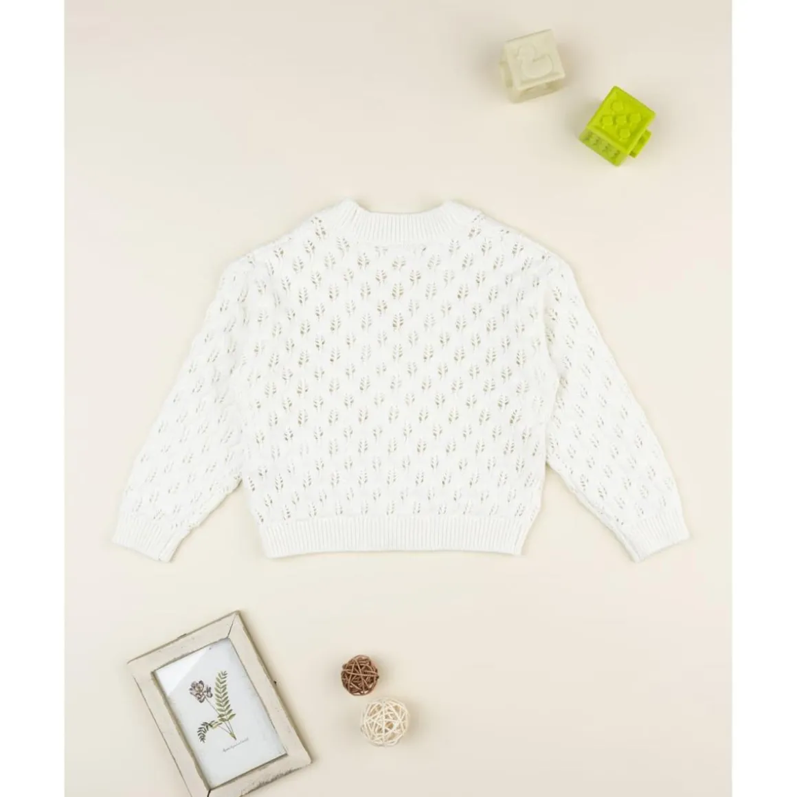 Cardigan calado niña blanco