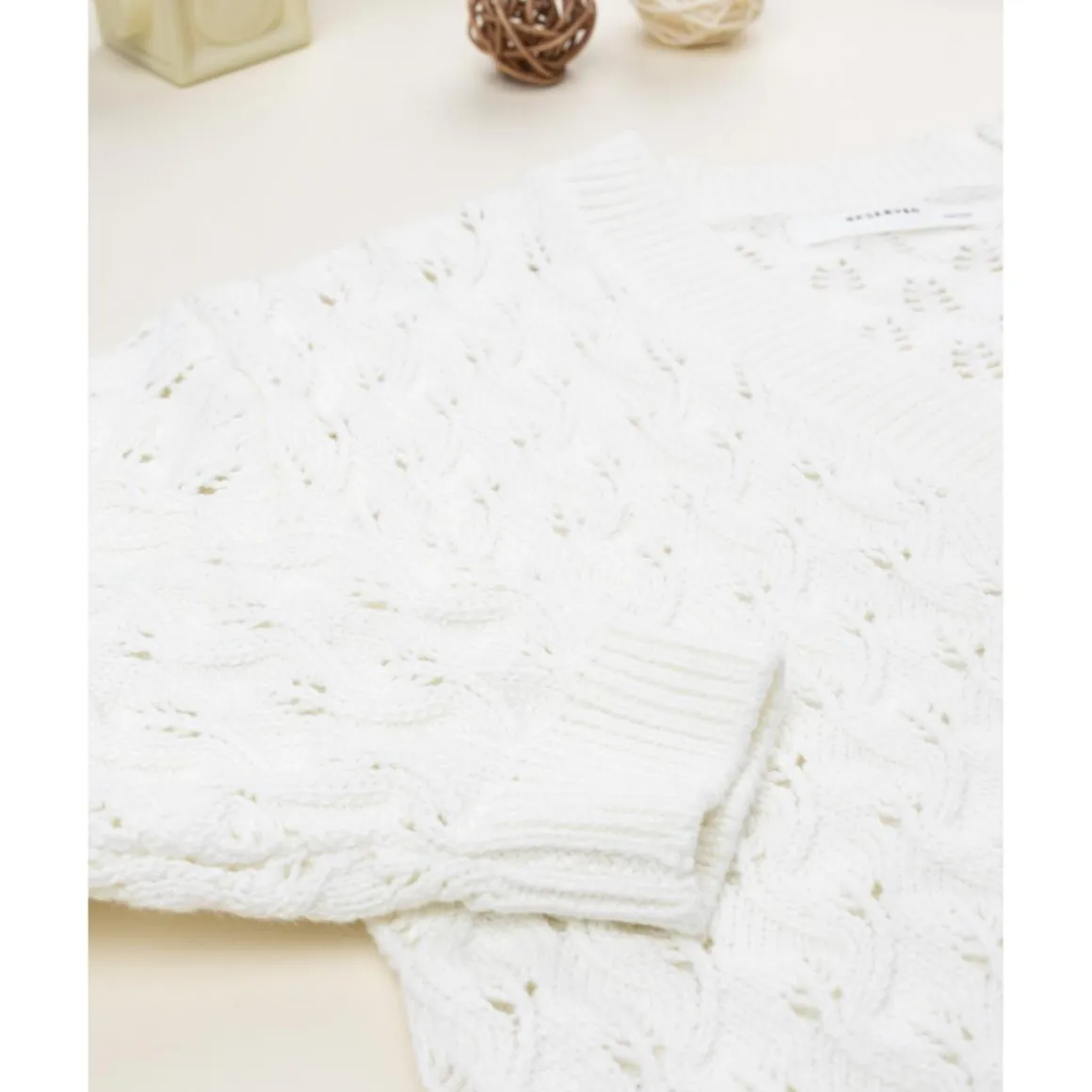 Cardigan calado niña blanco