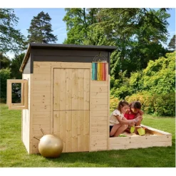 Casita infantil de madera con gran arenero Palm Springs