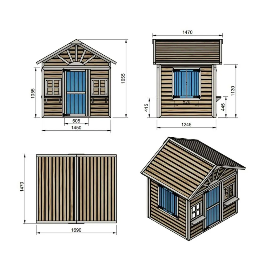 Casita Visby elevada 60 cm Azul