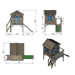 Casita Visby elevada 90 cm Azul