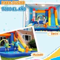 Castillo hinchable 5 en 1 con piscina y tobogán