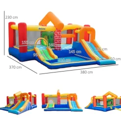 Castillo Hinchable con 2 toboganes y 2 camas de salto 380 cm Outsunny