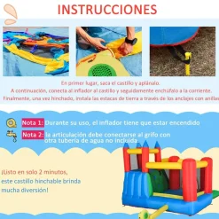 Castillo Hinchable con piscina, tobogán, muro de escalada y cama de salto 330 cm Outsunny