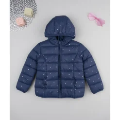 Cazadora niña azul marino con corazones allover