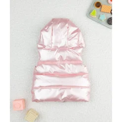 Chaleco acolchado rosa con capucha para niña