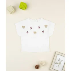 Chaleco de niña blanco bordado