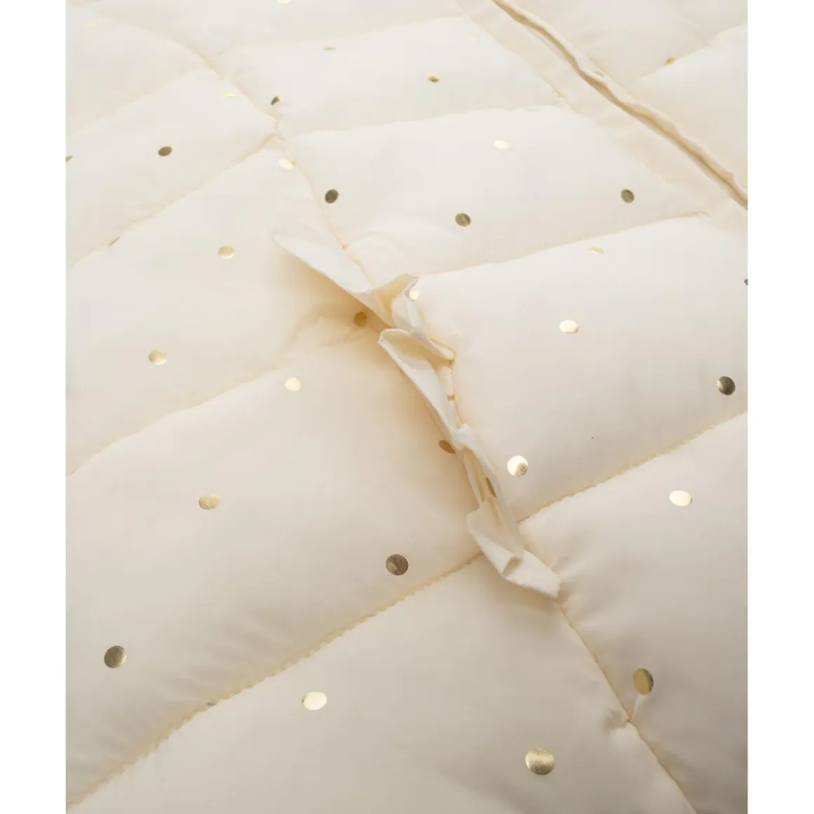 Chaqueta niña color crema con capucha y topos foil