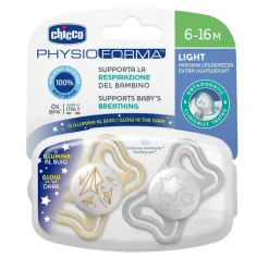 Chicco - Pack 2 Chupetes Physio Light Glow 6-16m