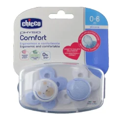 Chicco - Pack 2 Chupetes Physio Comfort silicona 0-6M Azul