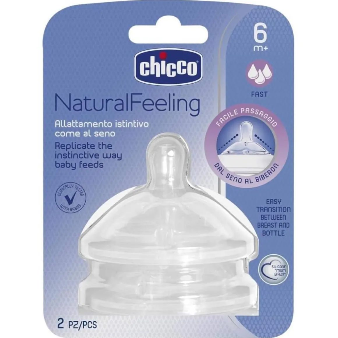Chicco - Pack 2 tetinas NaturalFeeling - Flujo rápido