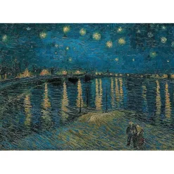 Clementoni - Colección de Museo - Noche Estrellada sobre el Ródano - Puzzle de 1000 piezas para adultos, arte, rompecabezas, pinturas famosas, hecho en Italia, multicolor ㅤ