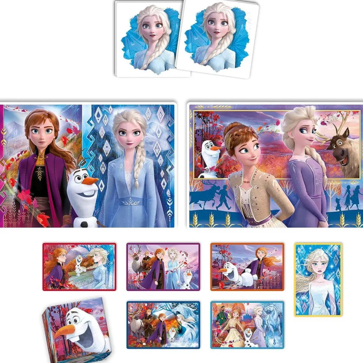 Clementoni - Frozen - Edukit 4 en 1: Puzzle de 48 piezas, juego de memoria y 6 cubos educativos ㅤ