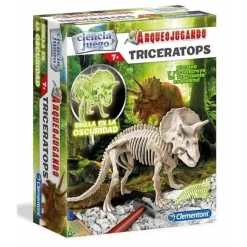 Clementoni - Juego científico de excavación y montaje de Triceratops fosforescente