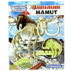 Clementoni - Juego científico Arqueojugando Mamut fosforescente para excavar y montar dinosaurios ㅤ