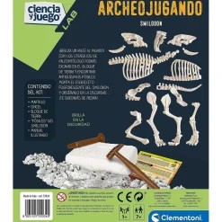 Clementoni - Juego científico de excavación y montaje Smilodon fosforescente ㅤ
