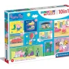 Clementoni - Peppa Pig - Puzzle Infantil Multicolor 10 en 1, de distinto tamaño para montar progresivamente ㅤ
